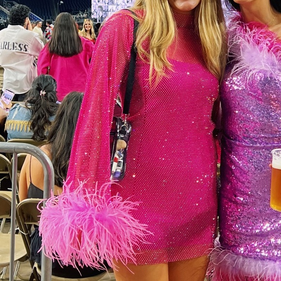 Santa Brands Feathers Mini Dress in Pink - Picture 8 of 15